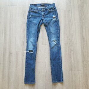 Levi's 524 Jeans Women's 0M Medium Blue Too Superlow Denim Distressed/Ripped